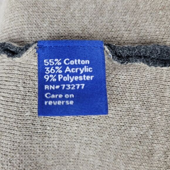 Apt. 9 Oatmeal and Gray Color Block Long Sleeve Open Front Cardigan - Picture 7 of 8